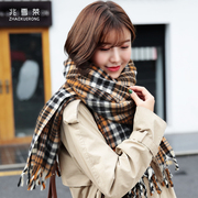 格子围巾大披肩两用韩版女秋冬季加大长，款加厚冬天学生文艺