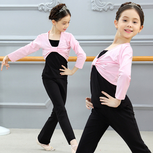 蓝铃铛儿童舞蹈服装女童长袖，秋冬季套装幼儿，跳舞练功服少儿分体