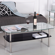 客厅钢化玻璃茶几，简约现代小户型家用长方形，不锈钢小尺寸茶桌简易