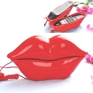 创意嘴唇电话机有绳座机固定电话机迷你可爱个性办公家用电话机