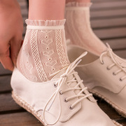 蕾丝公主花边女袜子，夏季超薄镂空网眼，森系韩版复古性感女大码短袜