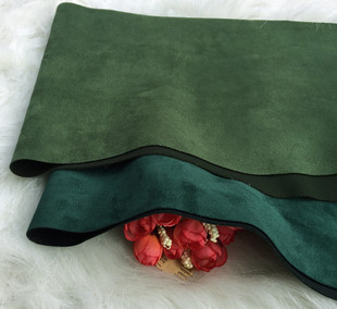 军绿色墨绿色 麂皮绒空气层面料－磨毛太空棉布料 柔软光滑细腻