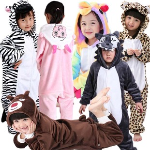 儿童熊大卡通动物连体，睡衣羊演出服大灰狼兔子，斑马熊猫老虎猫头鹰