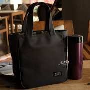 黑色日式手拎包加厚耐脏防水便当包便当袋饭盒袋有水杯位大号