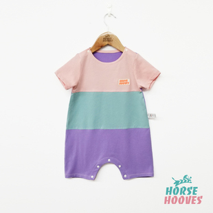 HorseHooves好肤丝原创设计宝宝冰淇淋色拼色短袖连体衣爬服夏季