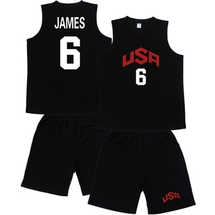 usa美国梦十梦之队，球衣詹姆斯6号篮球服，套装加肥大码儿童号