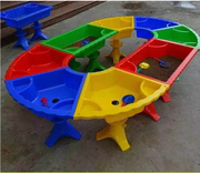 儿童沙滩戏水玩具幼儿园大沙池塑料带盖沙水桌圆型组合沙水盘