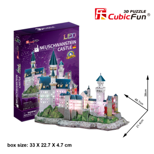 乐立方3D立体拼图纸模型LED灯饰 德国新天鹅城堡新年手工亲子礼物