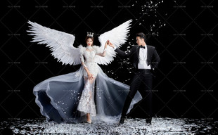 天使白色羽毛翅膀影楼维密走秀演出背景橱窗婚纱拍摄展示花童道具