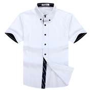 热血高校 男士衬衫 韩版潮流短袖修身百搭 白色休闲男装