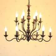 美式复古灯创意客厅灯现代简约白色铁艺双层法式蜡烛餐厅卧室吊灯