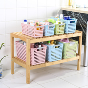 日式长方形塑料篮大号收纳筐桌面橱柜，置物篮整理筐厨房浴室储物篮