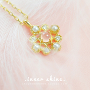 Inner Shine日本制18K钻石项链粉色红纹石珍珠锁骨链招桃花