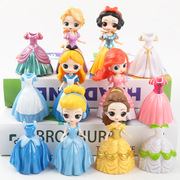 白雪公主美人鱼爱丽丝灰姑娘贝儿公主换装摆件玩具换衣娃娃塑料女