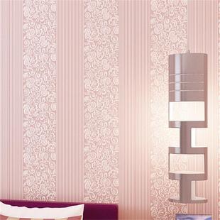 欧式现代竖条纹加厚无纺布墙纸客厅电视背景壁纸3D立体浮雕卧室