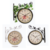 欧式双面挂钟客厅家用创意时尚大号时钟两面，田园简约静音铁艺钟表