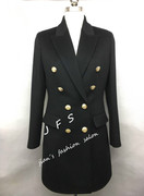 JFS原创设计秋冬羊毛双排扣修身中长款羊绒大衣
