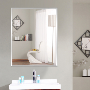 欧式卫生间镜子免打孔浴室，镜子卫浴镜粘贴壁挂镜厕所化妆镜装饰镜