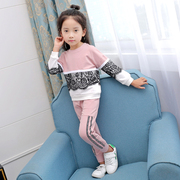 女童春季套装秋款2024洋气两件套韩版中大童儿童运动拼接秋装
