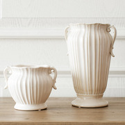 外贸出口品质复古双耳陶瓷花瓶高脚水壶法式田园台面摆放水培花器