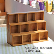 新zakka做旧木质桌面收纳柜 创意阶梯12格展示柜家居首饰杂物储物