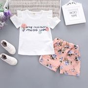 女宝宝夏装碎花短袖，t恤套装0一1-2-3-4岁婴儿夏季衣服纯棉韩版潮