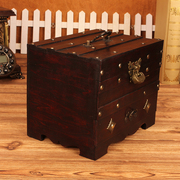 子复古中国风首饰盒带锁收纳木盒梳妆盒仿古结婚礼物木质简约创意