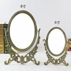 复古欧式镜子女化妆镜台式公主镜便携折叠小圆镜桌面梳妆镜台镜