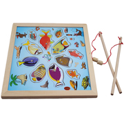 批发早教具幼儿园木制儿童益智玩具，双杆磁性小猫钓鱼玩具拼图盘