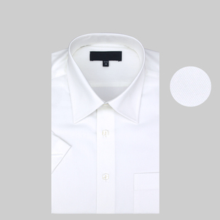 夏桑蚕丝高支纱丝棉男士正装，白色短袖衬衫，商务男装半袖衬衣