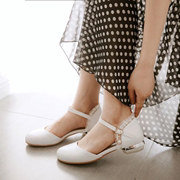 韩版少女大童皮鞋白色表演出甜美公主鞋12初中学生15岁16女孩凉鞋