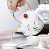 茶先生德化白瓷手绘茶壶陶瓷提梁壶功夫茶具单壶家用泡茶壶花茶壶