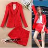 西装短裤套装女2024韩版小西服外套，时尚休闲款两件套红色