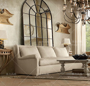 法式复古家具，美式乡村纯亚麻，经典高背软包沙发