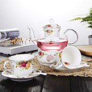 品花草茶具耐热玻璃茶壶，家用整套陶瓷，花茶茶具套装下午茶功夫茶新