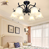 客厅灯简约美式吊灯家装，用卧室吸顶灯创意铁艺，简欧玻璃个性灯具