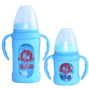 防摔玻璃奶瓶带加厚硅胶套 耐高温防烫 宽口径奶瓶120/240ml