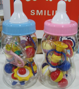 迪孚10件套大奶瓶罐装摇铃，组合套装5件套婴儿摇铃宝宝手摇铃玩具