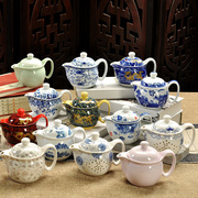 景德镇大号青花茶壶陶瓷功夫，茶具手抓壶红茶壶，水壶大容量双层壶
