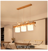 北欧创意实木小鸟餐厅灯个性LED吊灯卧室灯具现代灯饰三头吊灯