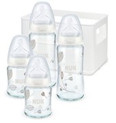 德国进口nuk婴儿玻璃，奶瓶120240ml宽口径耐高温防胀气奶嘴