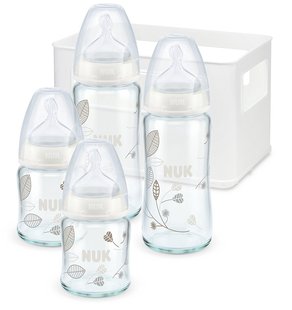 德国进口nuk婴儿玻璃奶瓶，120240ml宽口径耐高温防胀气奶嘴