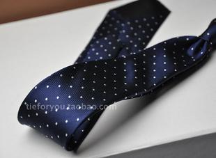 大牌外贸原单100%真丝男士商务正装，领带高端商务蓝色波点