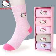 Hellokitty儿童袜子女童短袜5双装春秋宝宝棉袜保暖舒适