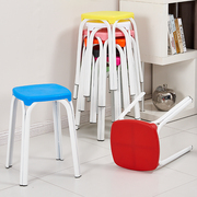 塑料凳子椅子家用八孔圆凳餐桌，凳彩色简约加厚时尚，仿玛琉斯高凳子(高凳子)