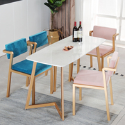 北欧大理石餐桌椅组合现代简约小户型饭桌家用46人铁艺餐桌长方形