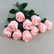 手工编织玫瑰花束盆栽，七夕情人节礼物创意，居家摆件送礼