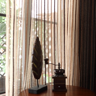 美式窗帘沙阳台纱客厅纱帘，遮光半透隔断窗纱，简约现代彩纹纱