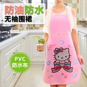 时尚卡通防水防油防污围裙 韩版耐脏无袖PVC简约清洁厨房用罩衣
