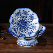 中式青花瓷果盘摆设复古客厅家用陶瓷，糖果盘供盘玄关茶几摆件
